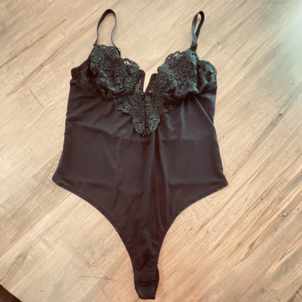 Blashe Bodysuit Womens Medium Black Lace Sheer Lingerie witchy whimsigoth goth